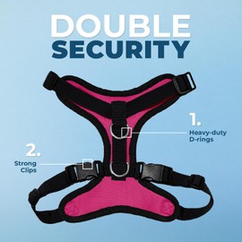Voyager Step-in Lock Dog Harness w Reflective Dog Leash Combo Set with Neoprene Handle 5ft - Supports Small, Medium and Large Breed Puppies/Cats by Best Pet Supplies - Fuchsia Base, S