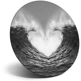 Destination Vinyl ltd Magnet for Refrigerator, Fridge BW - Wave Heart Ocean Surf Cute for Office, Cabinet and Whiteboard, Magnetic Stickers, 38429