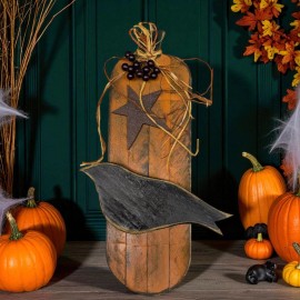 Illusions Studios Handcrafterd Hand Painted Pumpkin Crow Door Hanger Ron Edelheiser