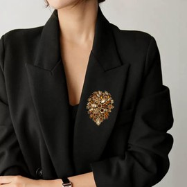 SELOVO Brown Flower Blossom Brooch for Women Party Big Brooch Pin Accessory for Dance Banquet