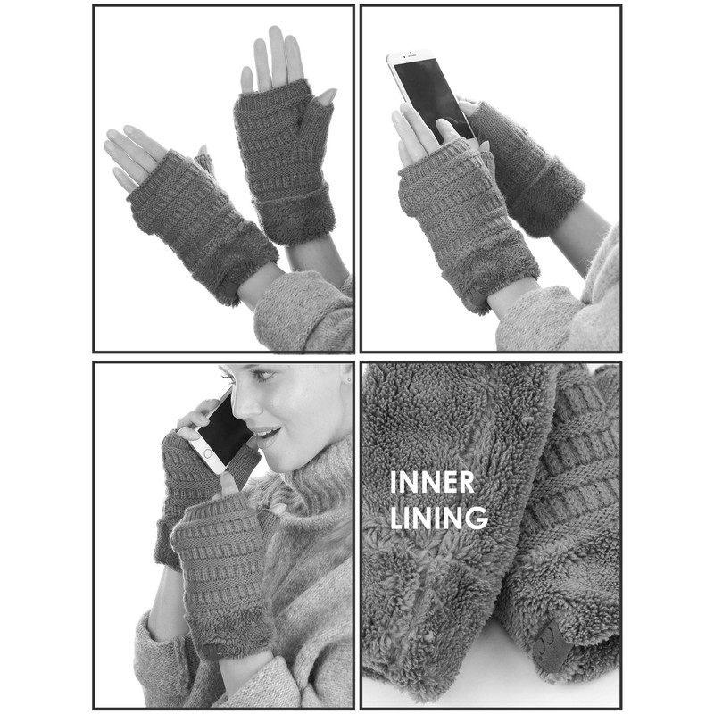 C.C - Guantes de invierno de punto cálido sin dedos