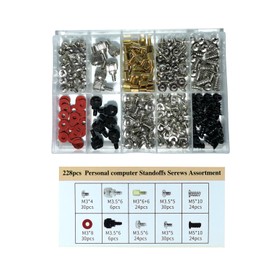 228 Pcs Computer Screws, M3,M5 Screws,Thumbscrews,Standoffs Screws Set Assortment Kit for Hard Drive Pc Case Motherboard Fan Power Graphics