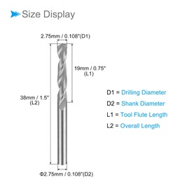 CoCud Solid Carbide Drill Bits 2.75 mm Diameter K35 Tungsten Carbide Precision Mini Turning Drill Bits - (Use: for Stainless Steel Alloy Metal) Pack of 2