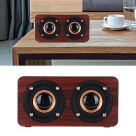 Wooden Retro Bluetooth Speaker, Wireless BT 4.0 Stereo Speaker with 3.5mm AUX Input, USB, TF card Slot, FM Radio, Computer Subwoofer Home Audio Speaker for PC Laptop Tablet Phone(Reddish Brown)
