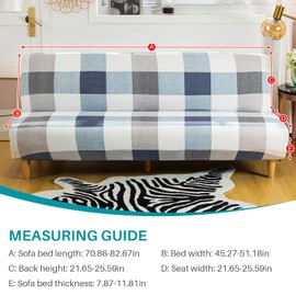 Stretch Sofa Slipcover Armless Futon Cover Printed Fitted Furniture Protector Elastic Polyester Spandex Washable Armless Sofa Cover Folding Couch Shield Sofa Cover (Printed-035, Futon(Fit most size))