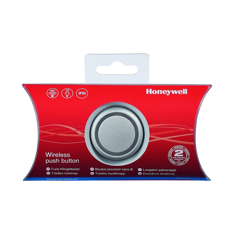 Honeywell DCP711G Round Wireless Push Button with LED Confidence Light,