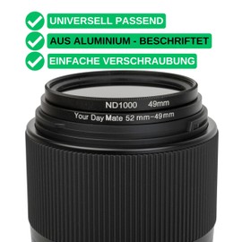 Step Down Ring, 1 Piece, Diameter 52 to 49 mm Diameter, Ultra Slim, Aluminium Bezel for Diameter 52 mm Lens and Diameter 49 mm Filter, Adapter Ring, Filter Adapter Stepdown Camera, Step-Down Lens