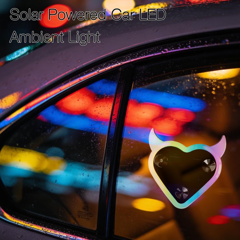 Solar Powered Car LED Ambient Light - Heart Shaped LED