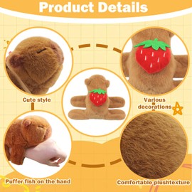 2 Pcs Animal Slap Bracelets Capybara Plush Toy, Stuffed Animal Capybara Huggers Slap Bracelets 9'' Cute Bracelet Huggers Toy Wrist for Kids Birthday Party Favor Supply Gifts