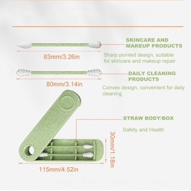 Reusable Cotton Buds for Ear Cleaning, 2 Sets of Cotton Buds for Ears, Environmentally Friendly Q Tips for Ears, Biodegradable, Washable, Multicoloured, Blue, Green