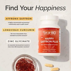 BrainMD - Happy Saffron Plus | #1 formula for a healthier, happier you - Free from gluten, dairy, and soy