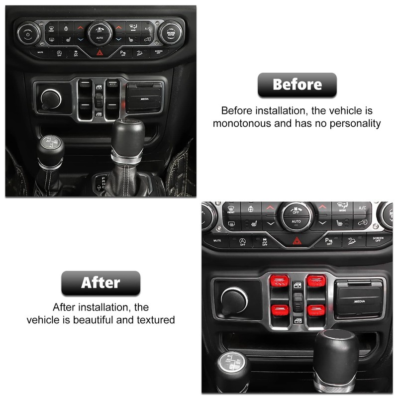 RT-TCZ Center Console Window Button Switch Trim Cover Decoration Interior