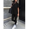 ZFLM Casual Workout Three-Piece Leggings Short Sleeve Crew Neck Streetwear
