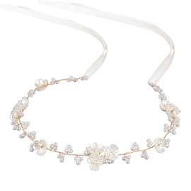 Tanfeine Flower Girl Hair Accessory, Flower Girl Headpiece Wedding Hair Accessories, Pearl Wedding Headband Hair Accessories for Girls Women Birthday, Party, First Communion