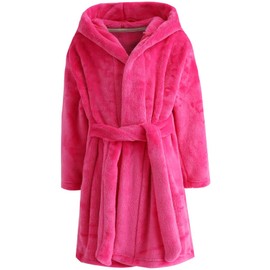 Girls Fleece Hooded Robes, Warm Printed Bath Robe for Kids Soft Fuzzy Bathrobe for Gifts Rose 9-12 Years