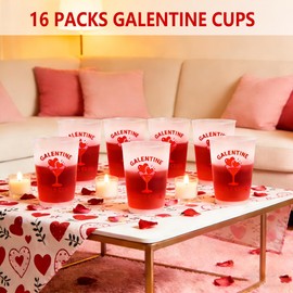 Deneo Galentiens Day Decorations, 16oz Galentine Girls Club Cups, Galentines Day Cups for Girl Lady Valentines Day Party Decorations, Galentine Gang Girl Night Party Supplies, 16Pcs