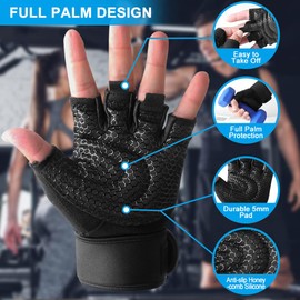 Gym Gloves Weight lifting Gloves for Men Women Workout Gloves with Wrist Support Padded Ful Palm Protection Breathable, for Exercise Weightlifting, Training