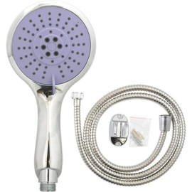Shower Head Chrome with Stainless Steel Hose and Wall Mount Hand Shower 1.5 m 3 Jet Types Approx. 12 cm Diameter