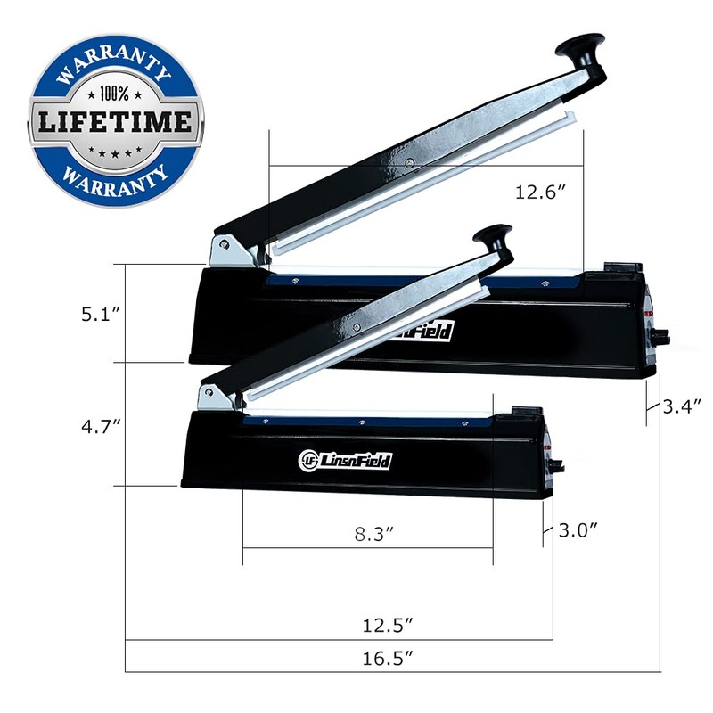 LinsnField Sealer Pro, 8-inch Impulse Heat Sealer, 2-mm Sealing Width