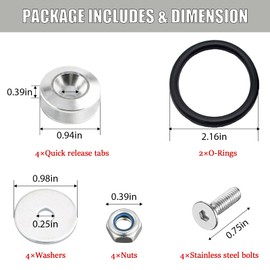 DUSCOKE Car Bumper Quick Release Kit, Car Front Rear Bumper Clips Fasteners Kit with Screws Nuts Washers Rubber Band, Universal Vehicle Fenders Holder Repair Set for Trunk Hatch Lid (Silver)