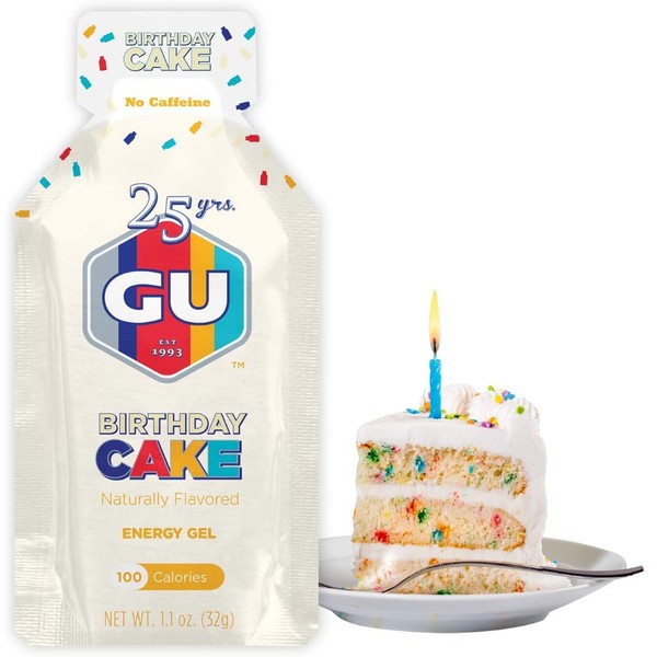 GU Energy Original Sports Nutrition Energy Gel, Birthday Cake, 24 Count Box
