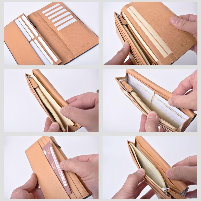 MGsable Goat Leather Long Wallet, Men's, Women's, Genuine Leather, Foldable,