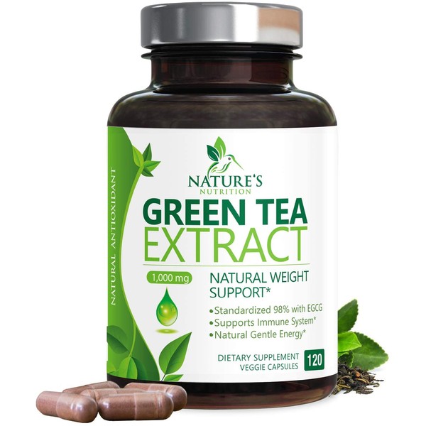 Green Tea Extract 98% Standardized EGCG - 3X Strength for Natural Energy - Heart Support with Polyphenols - Gentle Caffeine, Made in USA - 120 Capsules