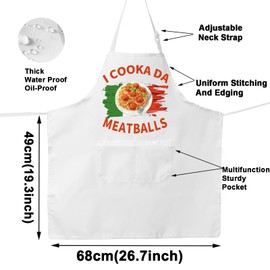 JNIAP Meatball Cooking Apron - Meatball Lover Gifts - Italian Apron, Meatball White, Large