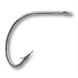 Mustad Classic Reversed Straight Eye Wide Gap Hollow Point Hook (Pack of 10), 37140-NI-5/0-8, Nickel, 5/0