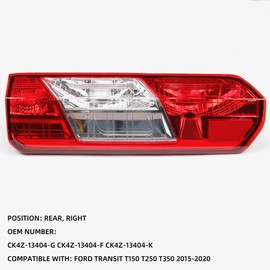 Dasbecan Rear Passenger Right Side Tail Light Assembly Taillamps Compatible with Ford T150 T250 T350 HD 2015-2020 Replaces OE CK4Z13405G CK4Z13405F CK4Z13404C Back light