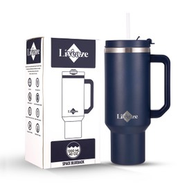 Liveaze 40 OZ/1200 ML Stainless Steel Vacuum Insulated Tumbler With 2 In 1 Lid, Straw & Brush | For Hot & Cold Drinks (Water, Coffee, Iced Tea, Smoothies & Other Drinks) Cupholder Friendly