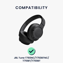 kwmobile 2 x Ear Pads Compatible with JBL Tune T760NC / T750BTNC / T710BT / T700BT Pads, Faux Leather Headphones for Over Ear Headphones