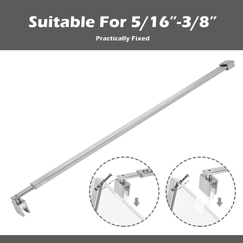 Shower Door Bar Support Rod, 27-47 Inch Adjustable Length, for