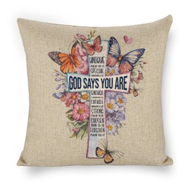 Zyknlrth 18x18 Inch God Say You are Linen Throw Pillow Cover, Christian Gifts Pillow Covers, Bible Verse Gifts, Christian Decorations for Home Bedroom Couch