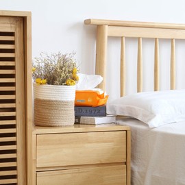 Sea Team Pack of 2 Hanging Baskets Cotton Rope Small Woven Storage Basket 6.7 Inch, Hanging Bag for Bike, Planter Fabric, Pot, Wall, Organizer Key Holder, Wallets