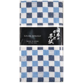 ミクラ Double Gauze Tenugui, Japanese Towel, Ichimatsu (Blue)