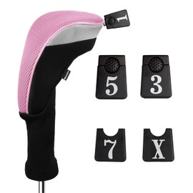 Andux Golf Wood Driver Headcover Long Neck Set of 5 for 460cc MT/MG34 (Pink)