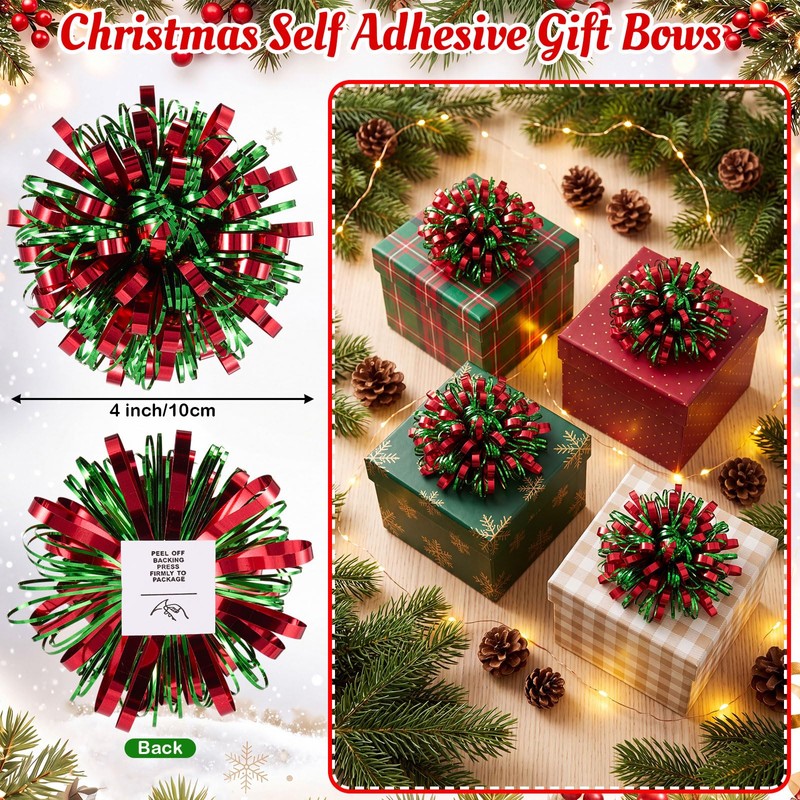 30 Pcs 4 Inch Christmas Bows for Gift Wrapping, Red