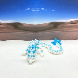 Glow in The Dark Crystal Dragon with Egg, 3D Printed Dragon, White and Blue Cherry Blossom Dragon, Home Office Decor Executive Desk Toys, Fidget ADHD Toy for Autism/ADHD - GD006