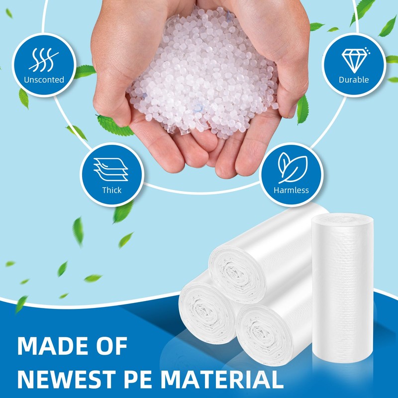 2.6 Gallon Small Trash-Bags Bathroom With-Handles - Kitchen White Garbage