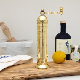 Alexander Home Original Greek Pepper Mill, 9-Inch Brass – European Manual Pepper Grinder, Refillable, with Polishing Cloth