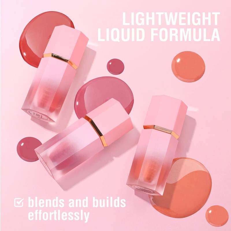 Cheek Gel Cream Liquid Blush, Soft, Lightweight, Breathable Feel, Long-Lasting,