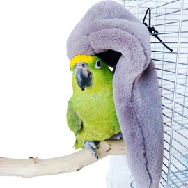 QBLEEV Cozy Corner Fleece Bird Blanket，Parrot Cage Snuggle Hut Cuddle Nest Hanging Toy，Small Animals Shelter Covers Plush Bedding for Parakeet Cockatiel Lovebirds Pigeon Eclectus