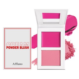 Pink Blush For Cheeks, Two Tone Pigmented Buildable Cream Powder Blusher Makeup, High Pigmented Long Lasting Face Matte Fresh Finish for All Skin Color #5