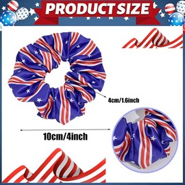 2PCS Independence Day Hair Scrunchies for Women, 4th of July Star Firework Stripe Design Silk Hair Bands Soft Elastic Rubber Hair Ties Ponytail Holder Silk Hair Rope for Patriotic Festival Party Decor