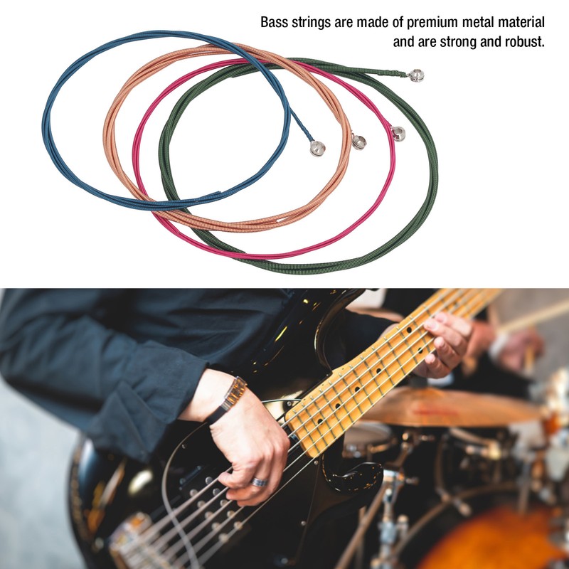 4Pcs Electric Bass String Set Clear Bright Sound Metal Colored