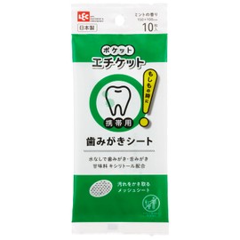 LEC Pocket Etiquette Portable Toothpaste Sheet (10 Pieces), Made in Japan, For Disasters, Travel, Sickness, Xylitol Formulation, Mint Scent