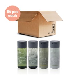 Anyah Mini-Sizes 54Pack Kit - Includes Body Wash, Conditioning Shampoo, Conditioner & Body Cream Bottles (1.55 fl.oz each) - Eco-Friendly and Travel-Ready
