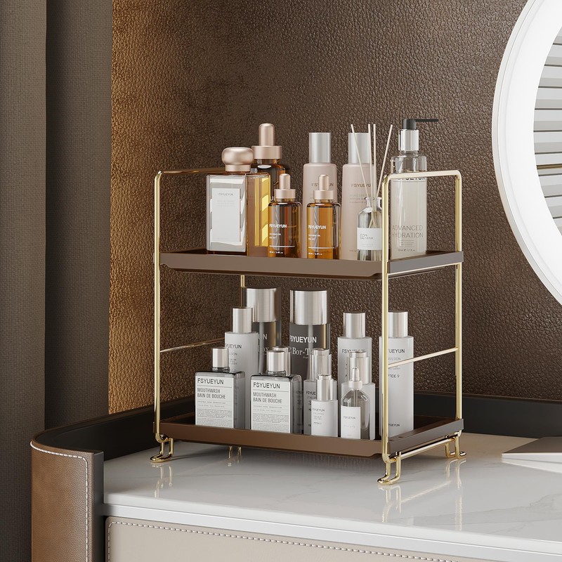 FSyueyun 2-Tier Bathroom Countertop Organizer,Bathroom Organizers and Storage with Tool-Less