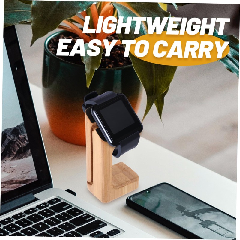 TEHAUX 1Pc Bamboo Smart Watch Charging Stand Elegant Natural Holder